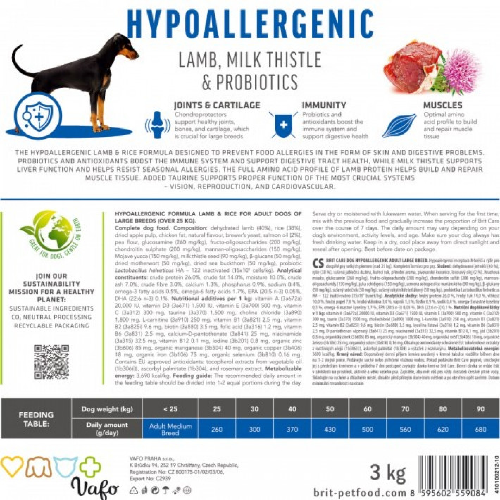 Сухий корм Brit Care Dog Hypoallergenic Adult Large Breed для собак великих порід, гіпоалергенний з ягням, 12 кг