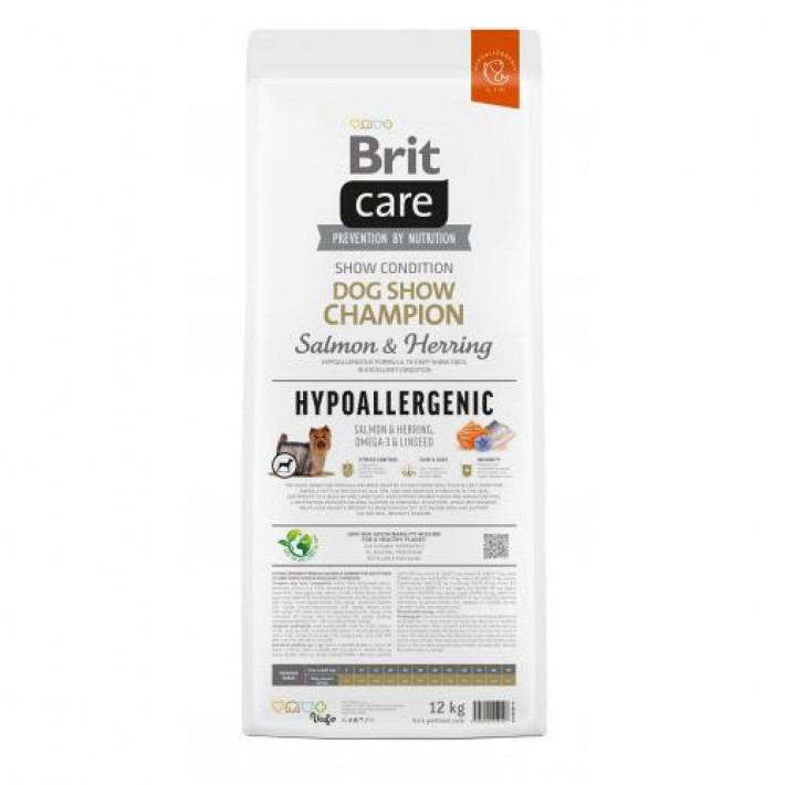 Сухий корм Brit Care Dog Hypoallergenic Dog Show Champion для виставкових собак, з лососем і оселедцем, 12 кг