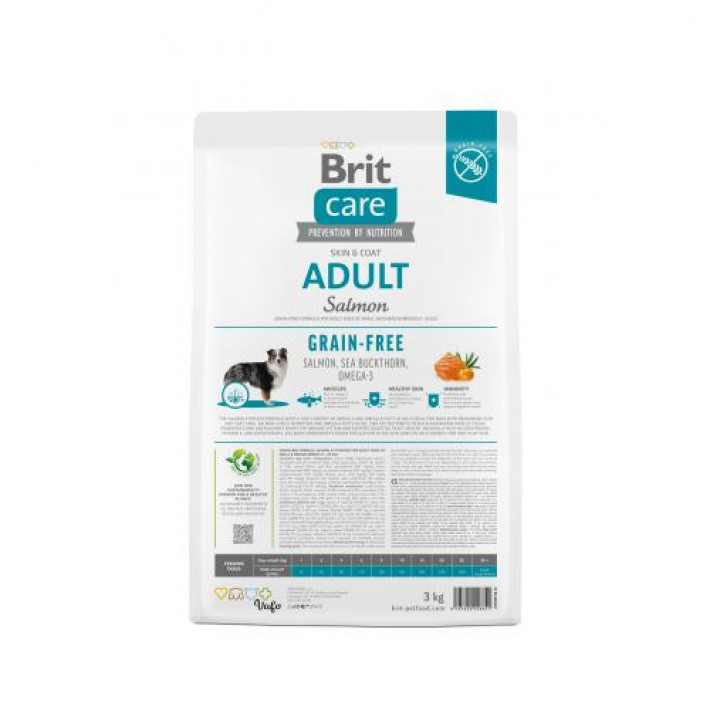 Сухий корм Brit Care Dog Grain-free Adult для собак малих і середніх порід, беззерновий з лососем, 3 кг