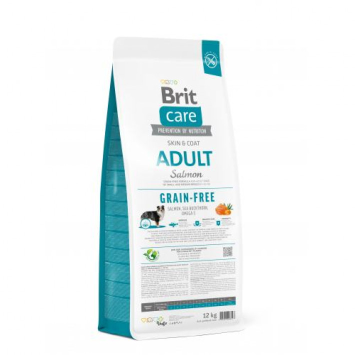 Сухий корм Brit Care Dog Grain-free Adult для собак малих і середніх порід, беззерновий з лососем, 12 кг