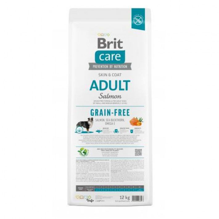 Сухий корм Brit Care Dog Grain-free Adult для собак малих і середніх порід, беззерновий з лососем, 12 кг