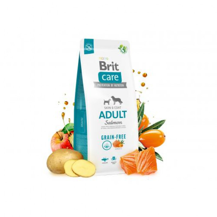 Сухий корм Brit Care Dog Grain-free Adult для собак малих і середніх порід, беззерновий з лососем, 12 кг