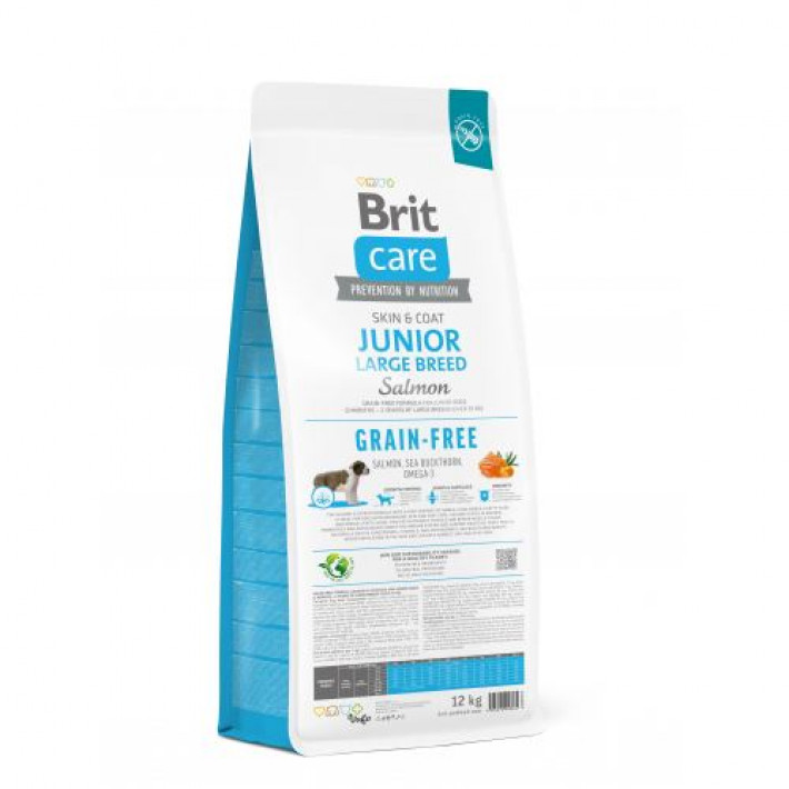 Сухий корм Brit Care Dog Grain-free Junior Large Breed для молодих собак великих порід, беззерновий з лососем, 12 кг