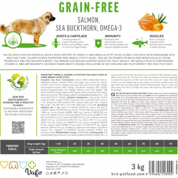 Сухий корм Brit Care Dog Grain-free Adult Large Breed для собак великих порід, беззерновий з лососем, 12 кг