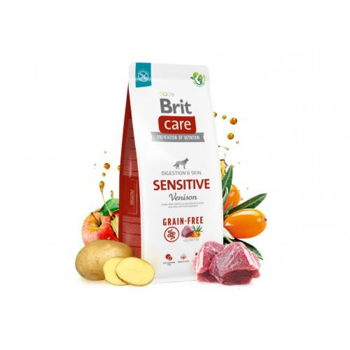 Сухий корм Brit Care Dog Grain-free Sensitive для собак з чутливим травленням, беззерновий з олениною, 1 кг