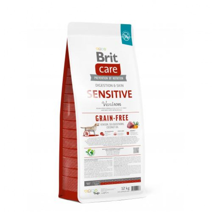 Сухий корм Brit Care Dog Grain-free Sensitive для собак з чутливим травленням, беззерновий з олениною, 12 кг