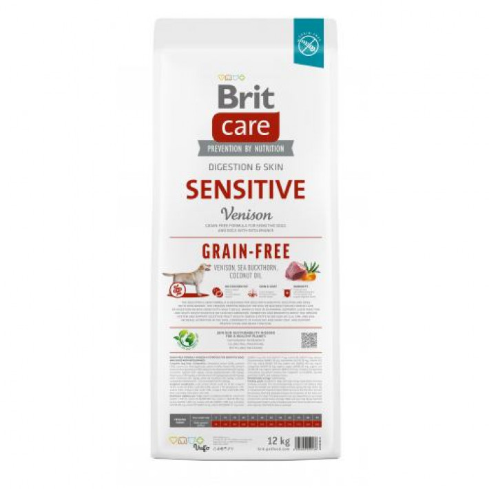 Сухий корм Brit Care Dog Grain-free Sensitive для собак з чутливим травленням, беззерновий з олениною, 12 кг