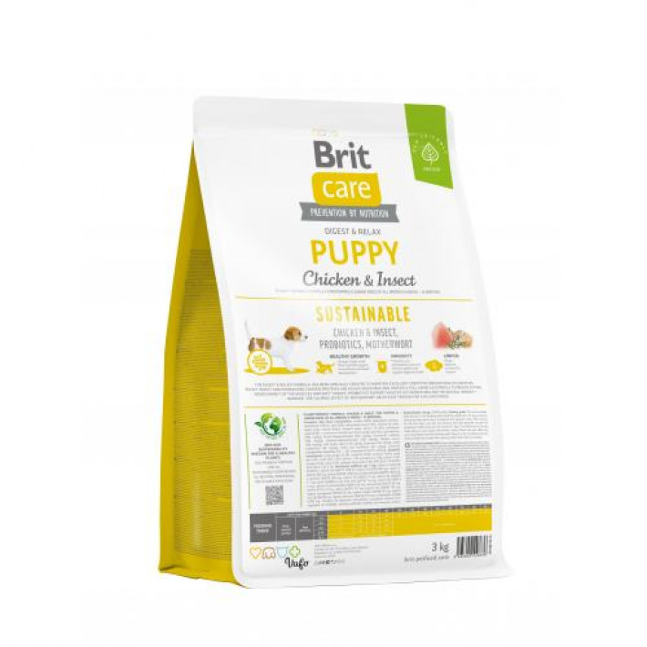 Сухий корм Brit Care Dog Sustainable Puppy для цуценят, з куркою та комахами, 3 кг