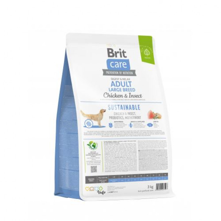 Сухий корм Brit Care Dog Sustainable Adult Large Breed для собак великих порід, з куркою та комахами, 3 кг