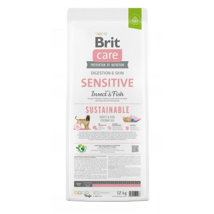 Сухий корм Brit Care Dog Sustainable Sensitive для собак з чутливим травленням, з рибою та комахами, 12 кг