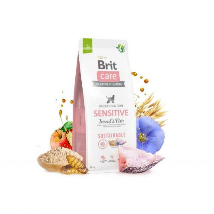 Сухий корм Brit Care Dog Sustainable Sensitive для собак з чутливим травленням, з рибою та комахами, 12 кг