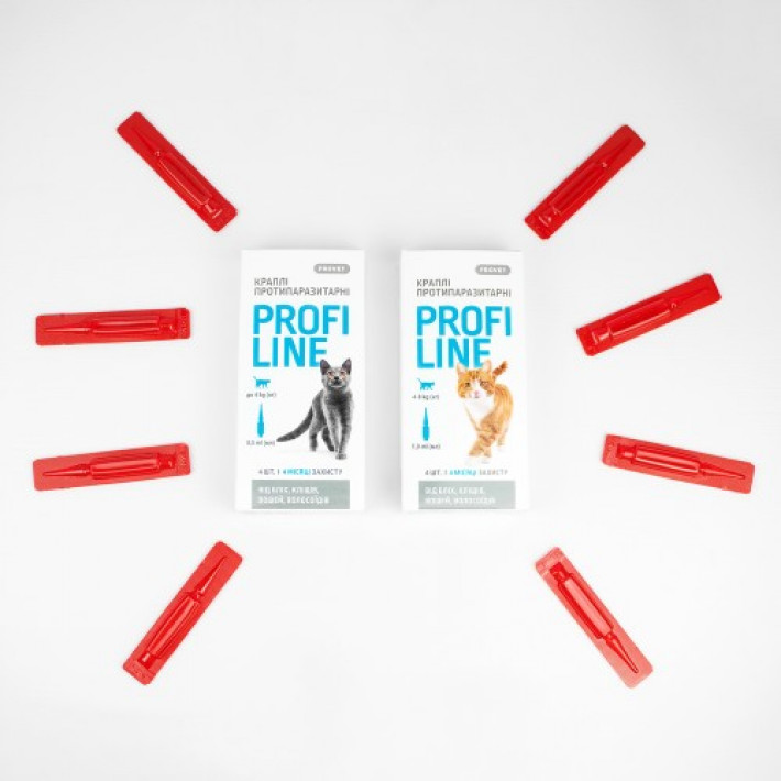 Краплі Provet Profiline для котів 4-8 кг, 4 піпетки по 1,0 мл (інсектоакарицид)