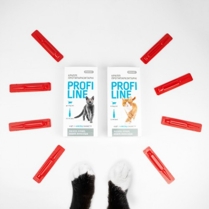 Краплі Provet Profiline для котів 4-8 кг, 4 піпетки по 1,0 мл (інсектоакарицид)