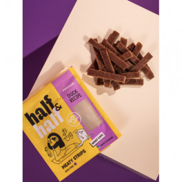 Ласощі для котів Half&Half у формі м'ясних смужечок з качкою, 50 г