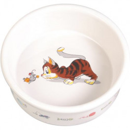 Миска Trixie для котів малюнок з котом і мишкою керамічна 12 см 200 мл