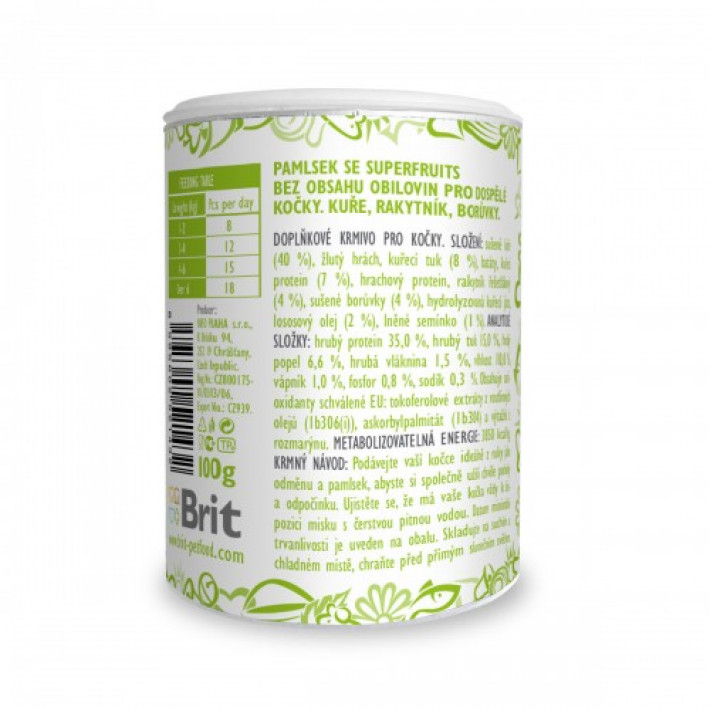 Ласощі для котів Brit Care Cat Snack Superfruits Chicken, курка 100 г