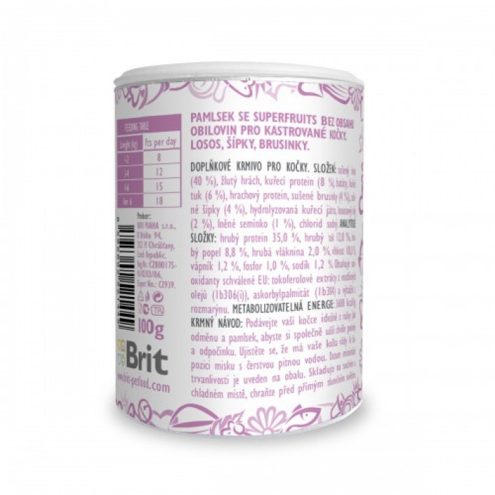 Ласощі для котів Brit Care Cat Snack Superfruits Salmon, лосось, 100 г