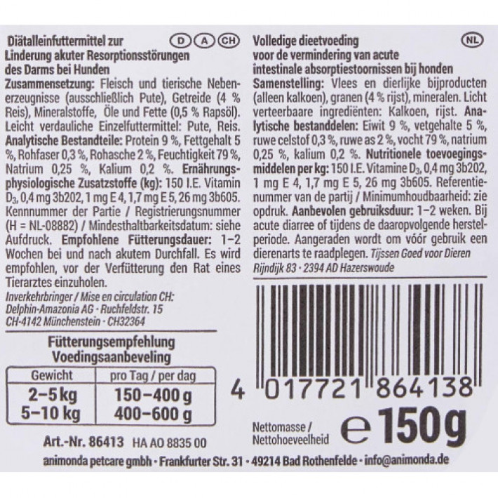Корм вологий ветеринарний для собак Integra Protect Intestinal Pure Turkey моно індичка, при порушенні роботи ШКТ, 150 г
