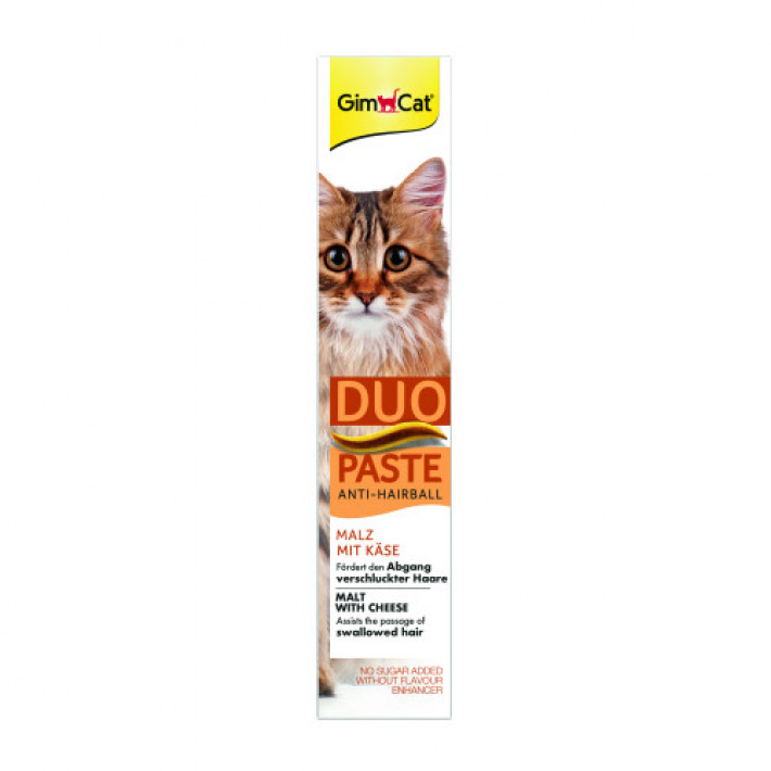 Паста для котів з чутливим травленням GimCat DUO PASTE Anti-hairball malt with cheese мальт та сир, 50 г