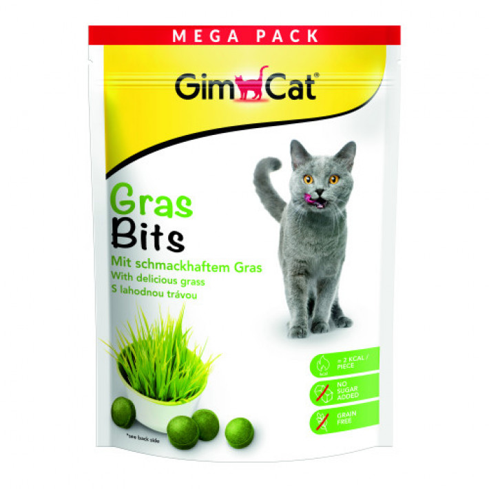 Вітамінізовані таблетки для котів GimCat Gras Bits трав'яні кульки, пауч, 425 г