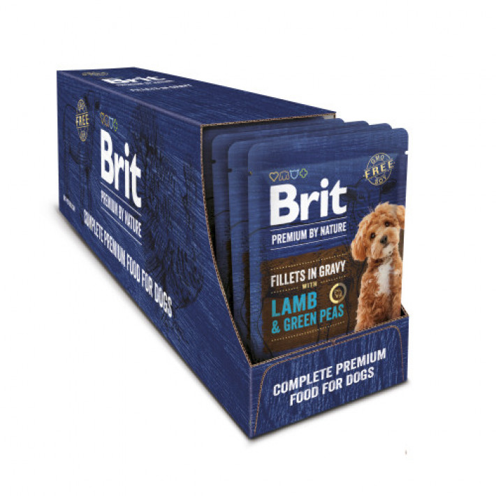 Корм вологий Brit Premium Fillets in Gravy Lamb & Green Peas для собак малих порід філе в соусі ягня і зелений горошок 85 г