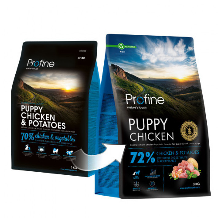 Корм сухий Profine Puppy Chicken and Potatoes для цуценят та юніорів всіх порід, з куркою та картоплею, 3 кг