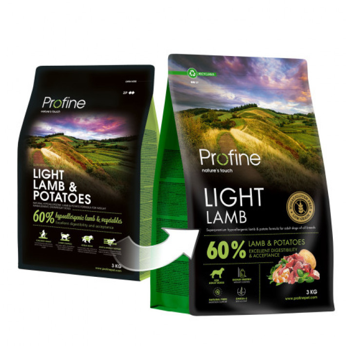 Корм сухий Profine Light Lamb and Potatoes для собак з надмірною вагою, з ягнятиною та картоплею, 3 кг