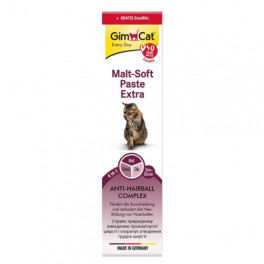 Набір: паста GimCat Every Day Malt-Soft Paste Extra для котів для виведення шерсті зі шлунку 200 г та вітамін. таблетки Gim Cat Gras Bits трав'яні кульки 10 г