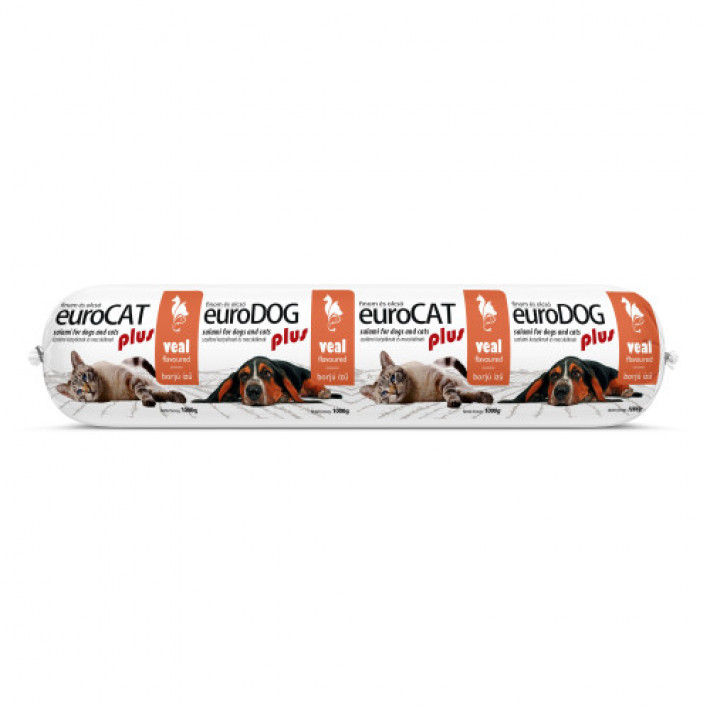 Корм вологий EuroDog/EuroCat Salami PLUS Veal для собак і котів салямі з телятиною 1 кг