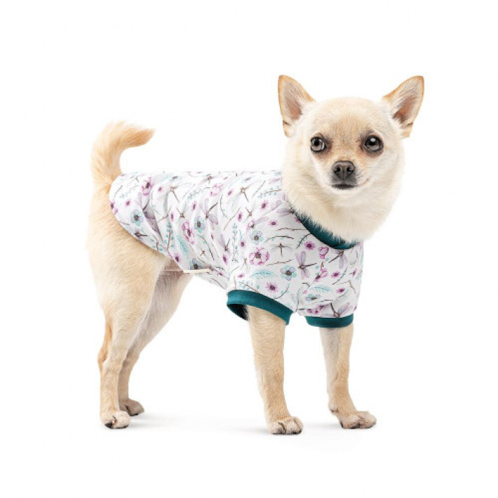 Футболка Pet Fashion Flora для собак бавовна трикотаж білий з квітковим принтом M
