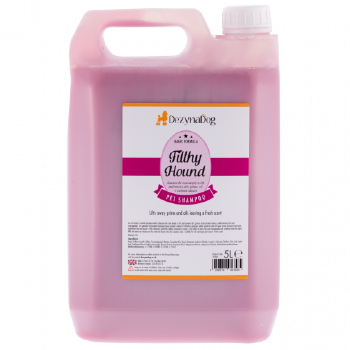 Шампунь Dezynadog Filthy Hound Deep Clean для глибокого очищення брудної шерсті дезодорує має стійкий аромат Пармської фіалки 5л