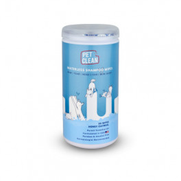 Серветки вологі Pet Clean PET WATERLESS SHAMPOO WIPES для домашніх тварин, швидке очищення складок з медово-вівсяним ароматом 50 шт.