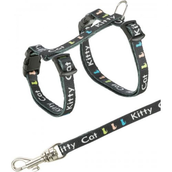 Шлейка з повідцем Trixie Kitty Cat для кошенят, нейлон, 21-33 см/8 мм (кольори в асортименті)