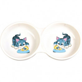 Миска Trixie для котів, подвійна, керамічна, 11 см, 150 мл