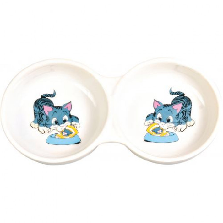 Миска Trixie для котів, подвійна, керамічна, 11 см, 150 мл